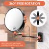 Benbilry 9" Large Size Wall Mounted Makeup Mirror, 1X/10X Magnifying Double Sided Shaving Mirror for Bathroom, 360 Swivel Extendable Arm, Black view 4