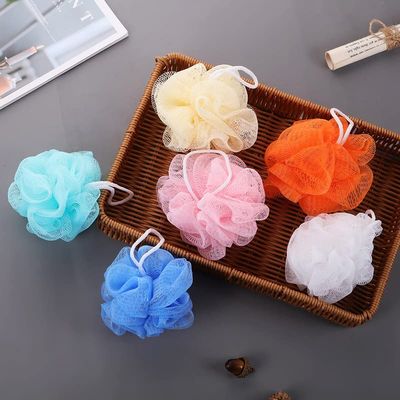 aoozleny Bath Sponge Shower Loofahs Exfoliator Scrubber Ball (20g/pcs) Mesh Pouf Bath Scrunchies Body Wash Puff (Set of 4) Random Color