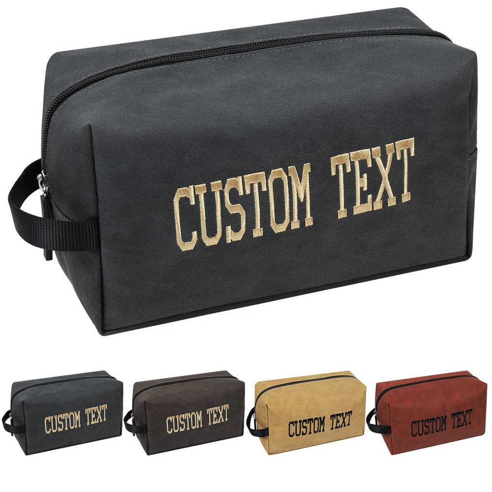 silkmilk Toiletry Bag,Customized Travel Bag with Your Own Text for Travel,Personalized Toiletry Bag Hanging Dopp Kit for Men Water Resistant Shaving Bag for Trave
