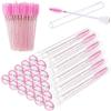 Mascara Wand Brushes Tubes Set-70 Pieces Disposable Eyelash Brushes Replacement with 20 Pieces Empty Container Tubes for Eyelash Extension Lash (Pink Eyelash) view 1