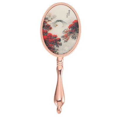 Beavorty Handheld Makeup Mirror Double-Sided Compact Zinc Alloy Vanity Mirror with Stand Lightweight Portable for on-The-Go Beauty Touch-Ups