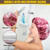 4 Packs Shower Caps, Extra Large Adjustable Double Layer Waterproof Hair Cap for Women, Waterproof Exterior & EVA Lining, Oversized Design for Long Thick Hair (Starlight Printing, X-Large) view 4