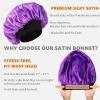 Bonnet for Men,Hair Bonnet for Sleeping,Double Layer Satin Bonnets for Black Women Curly Hair Braids,Reversible Sleep Cap (Large,Black/Purple) view 4