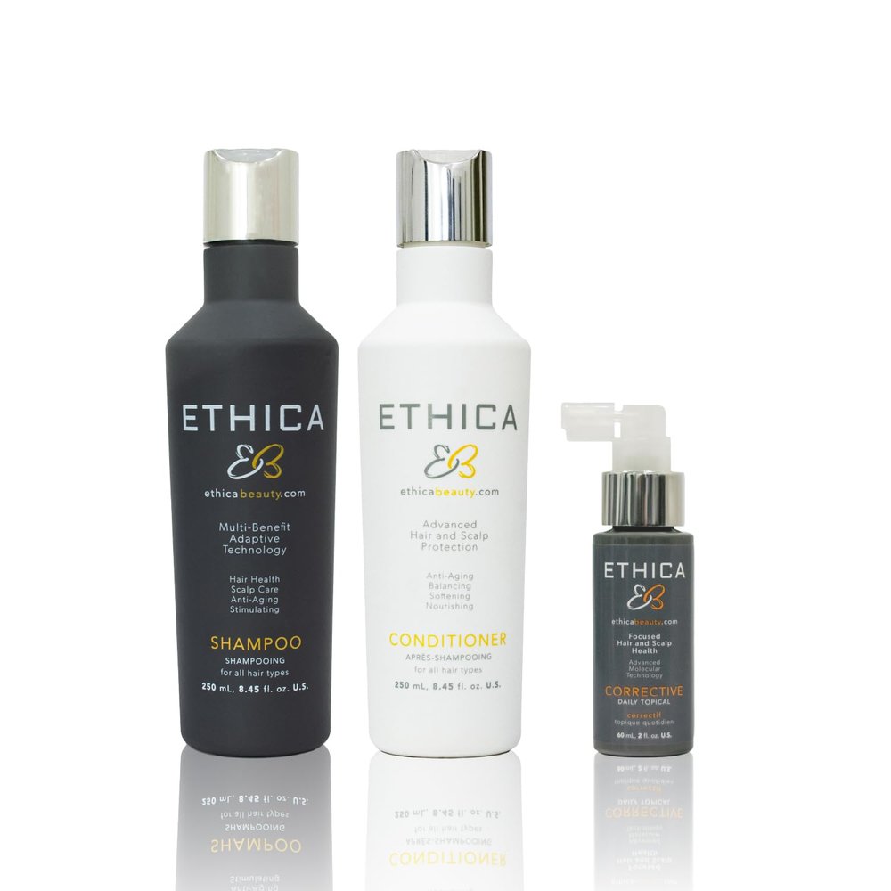 Mens Hair Growth. Professional Shampoo, Conditioner, & Daily Corrective Topical Treatment. Healthy Hair, Scalp Health, & Hair Regrowth. 1 Month Supply.