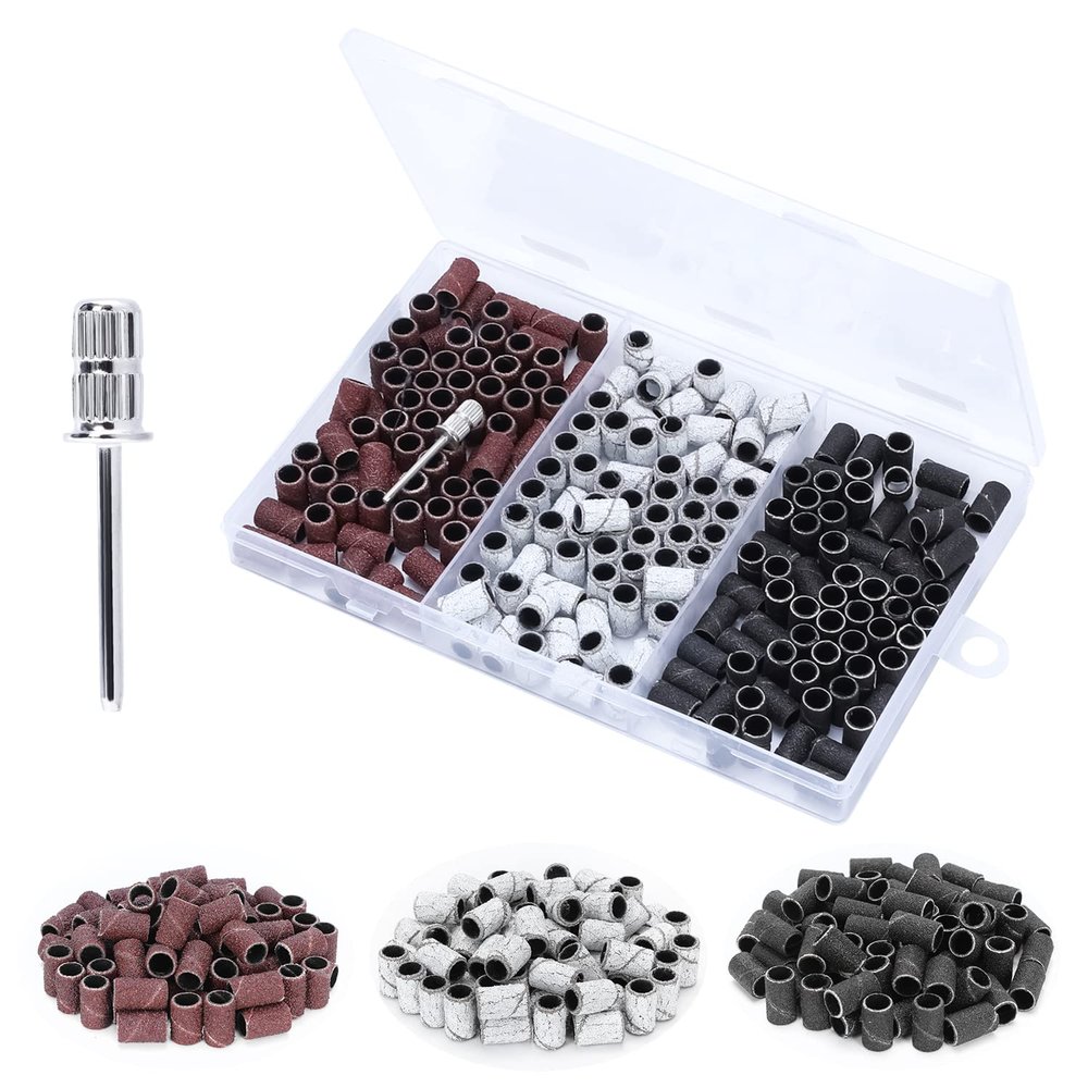ANBEISTEE Sanding Bands Nail Drill Bits 210Pcs Grits Electric File Nail Sanders #80#120#180, 3/32" Mandrel Bit, for Nail Drill Bits for Acrylic Nails, Manicures, and Pedicures Tools