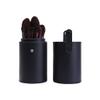 QUUPY Black PU Leather Makeup Brush Holder Organizer with Lid Portable Makeup Tools Large Capacity Case Organizer Cylinder Storage Box Bag(without brush) view 1