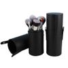 QUUPY Black PU Leather Makeup Brush Holder Organizer with Lid Portable Makeup Tools Large Capacity Case Organizer Cylinder Storage Box Bag(without brush) view 3