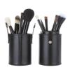 QUUPY Black PU Leather Makeup Brush Holder Organizer with Lid Portable Makeup Tools Large Capacity Case Organizer Cylinder Storage Box Bag(without brush) view 4