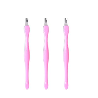 3 pack of Cuticle Cutter,Stainless Steel Cuticle Trimmer Remover Pusher Dead Skin Callus Removal Fork (Pink)