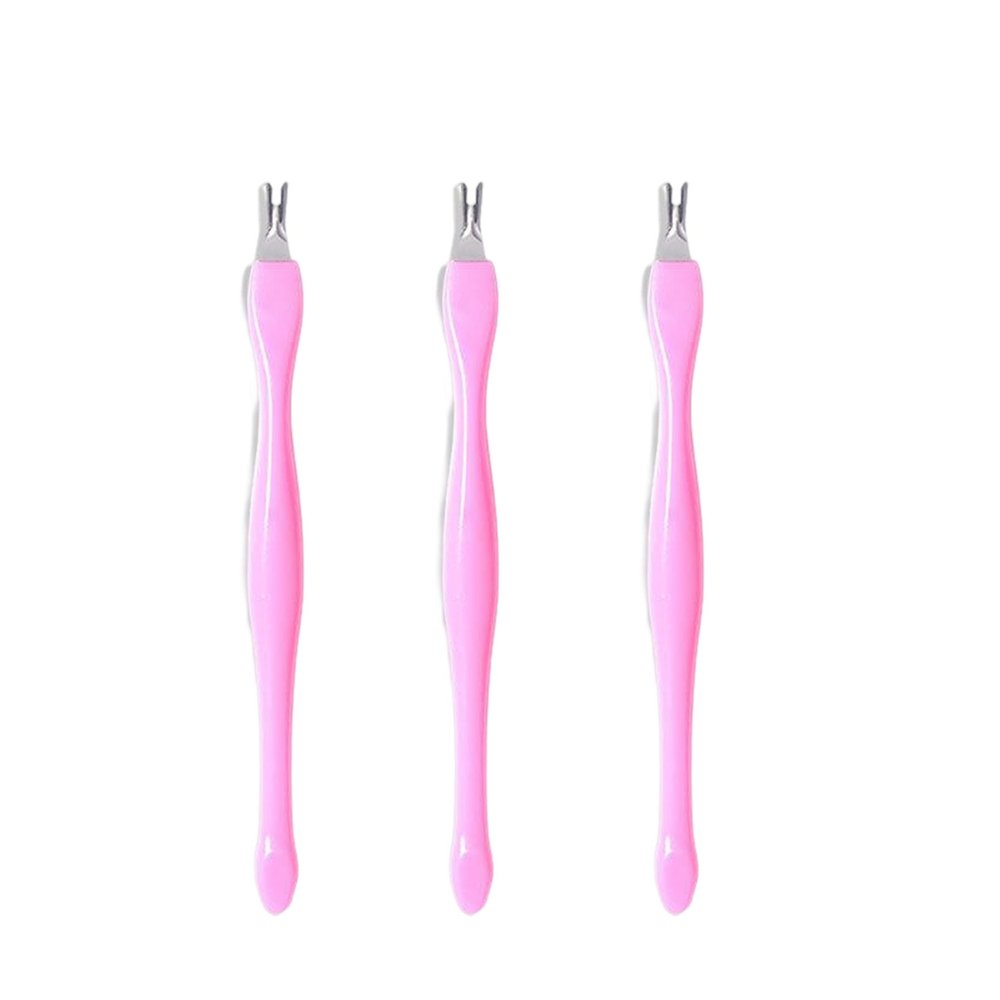 3 pack of Cuticle Cutter,Stainless Steel Cuticle Trimmer Remover Pusher Dead Skin Callus Removal Fork (Pink)