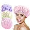 3 PCS Shower Cap for Women - Large Reusable Waterproof Shower Bath Caps,Double Layer Hair Cap Hat for Long and Thick Hair EVA Lined,Shower Cap for Women Men Ladies Spa Salon (White+Pink+Purple) view 1