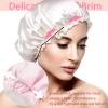 3 PCS Shower Cap for Women - Large Reusable Waterproof Shower Bath Caps,Double Layer Hair Cap Hat for Long and Thick Hair EVA Lined,Shower Cap for Women Men Ladies Spa Salon (White+Pink+Purple) view 2