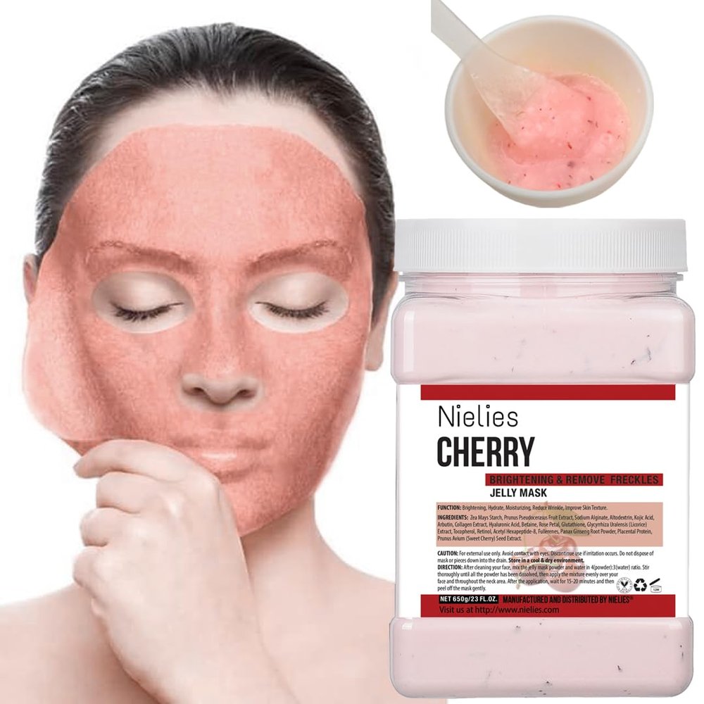 Nielies Jelly Mask, Facial Skin Care- Jelly Mask For Facials, Face Mask For Instant Hydration, Vegan Peel Off Face Mask, For Dullness, Smoothing Professional Hydrojelly Masks| 23 Oz Christmas (Cherry)