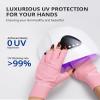 AIRSEE Premium UPF 50+ UV Protection Gloves for Gel Manicures - Fingerless Design for Professional Solon & Home Use, Anti UVA/UVB, Breathable Cool Tech Gloves for UV Lamp & Sun Protection (Pink) view 2