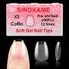 600PCS Extra Short Coffin Soft Gel Nail Tips, SINOKAME Wide Nail Tips Extra Short Clear Glue ON Acrylic Press On Fake Nails, Soak off Gel Nail Extension DIY Home Salon,12 Sizes view 1