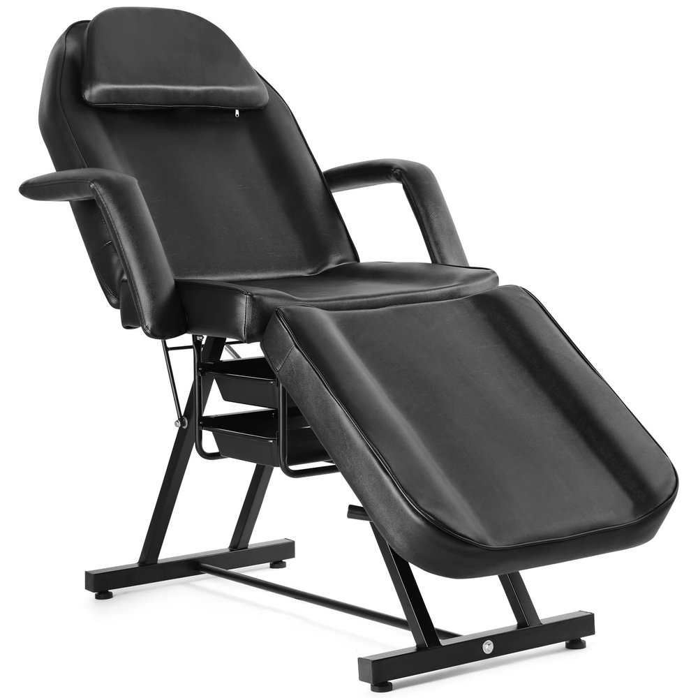 Artist hand Facial Tattoo Chair Massage Bed Salon Lash Chair for Eyelash Extensions Tattoo Table Salon Chair with Trays (Black 1)
