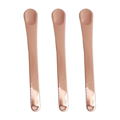 3 Pieces Alloy Makeup Spatula Eye Cream Spoon Beauty Scoop Mini Spoon Makeup Beauty Spoons Mini Cosmetic Skincare Spatula for Cream Lotions, 3.54 x 0.43 inches, Rose-Gold