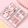 Nail Clippers and Beauty Tool Portable Set,Rose Gold Stainless Steel Manicure Set 18 in 1, Pedicure Tools with Leather Bag for Home,Gift Giving, Beauty Salon view 2