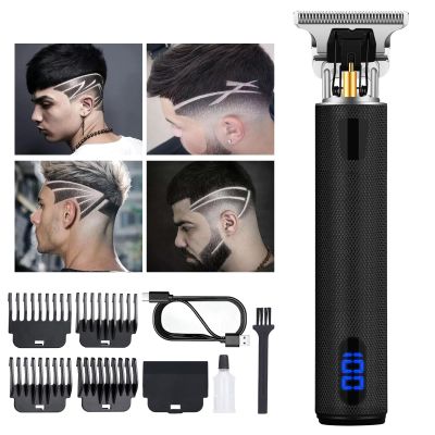 candyfouse Professional Beard Trimmer for Men, Hair Clippers with 4 Limit Combs, Cordless Rechargeable with LCD Display, Approaching Zero Gapped Cutting Grooming Kit