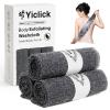 Yiclick Exfoliating Washcloth Towel, Japanese Exfoliating Bath Wash Cloth for Body Exfoliation, Korean Back Scrubber Washer for Shower, African Net Sponge Brush Loofah Exfoliator (Grey) view 1