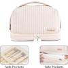 MKG Double Layer Cream Toast Make up Bag, Large Capacity PU Leather Cosmetic Bag, Makeup Organizer Bag, Portable Toiletry Travel Bag Beige view 3