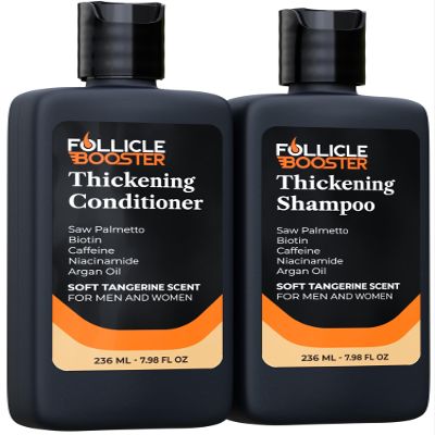 Biotin Hair Growth Shampoo and Conditioner Set for Men and Women - Thickening Treatment for Thinning Hair - Natural and Vegan DHT Blocker for Hair Loss - Caffeine, Saw Palmetto, Niacin, Argan Oil