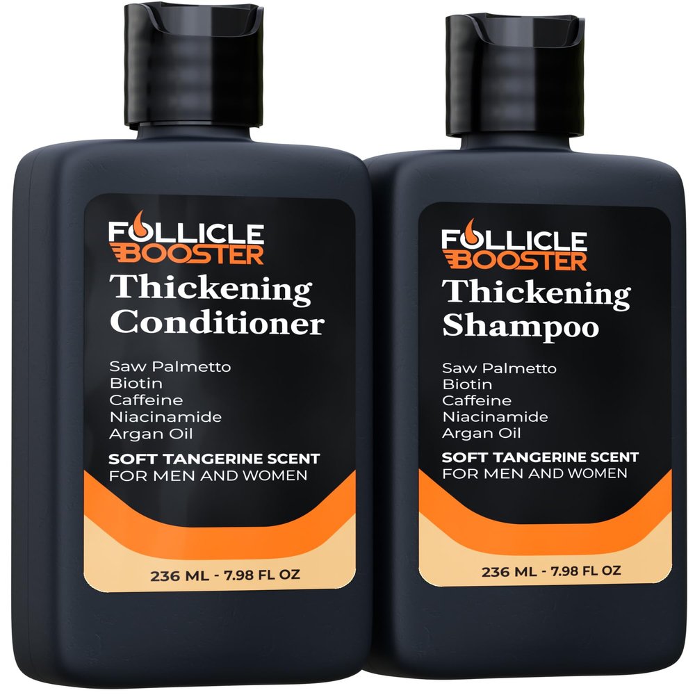 Biotin Hair Growth Shampoo and Conditioner Set for Men and Women - Thickening Treatment for Thinning Hair - Natural and Vegan DHT Blocker for Hair Loss - Caffeine, Saw Palmetto, Niacin, Argan Oil
