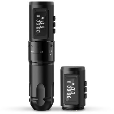 Ambition MARS-U Wireless Tattoo Machine with Adjustable Stroke - Rotary Cartridge Tattoo Machine Pen with Extra 1800mAh Power Coreless Motor Digital LED Display for Professional Tattoo Artist