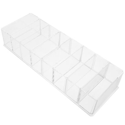 Beaupretty Transparent Makeup Holder Organizer Divided Blusher and Eyeshadow Storage for Vanity Compact Design for Lipstick Nail Polish Brushes Material Makeup