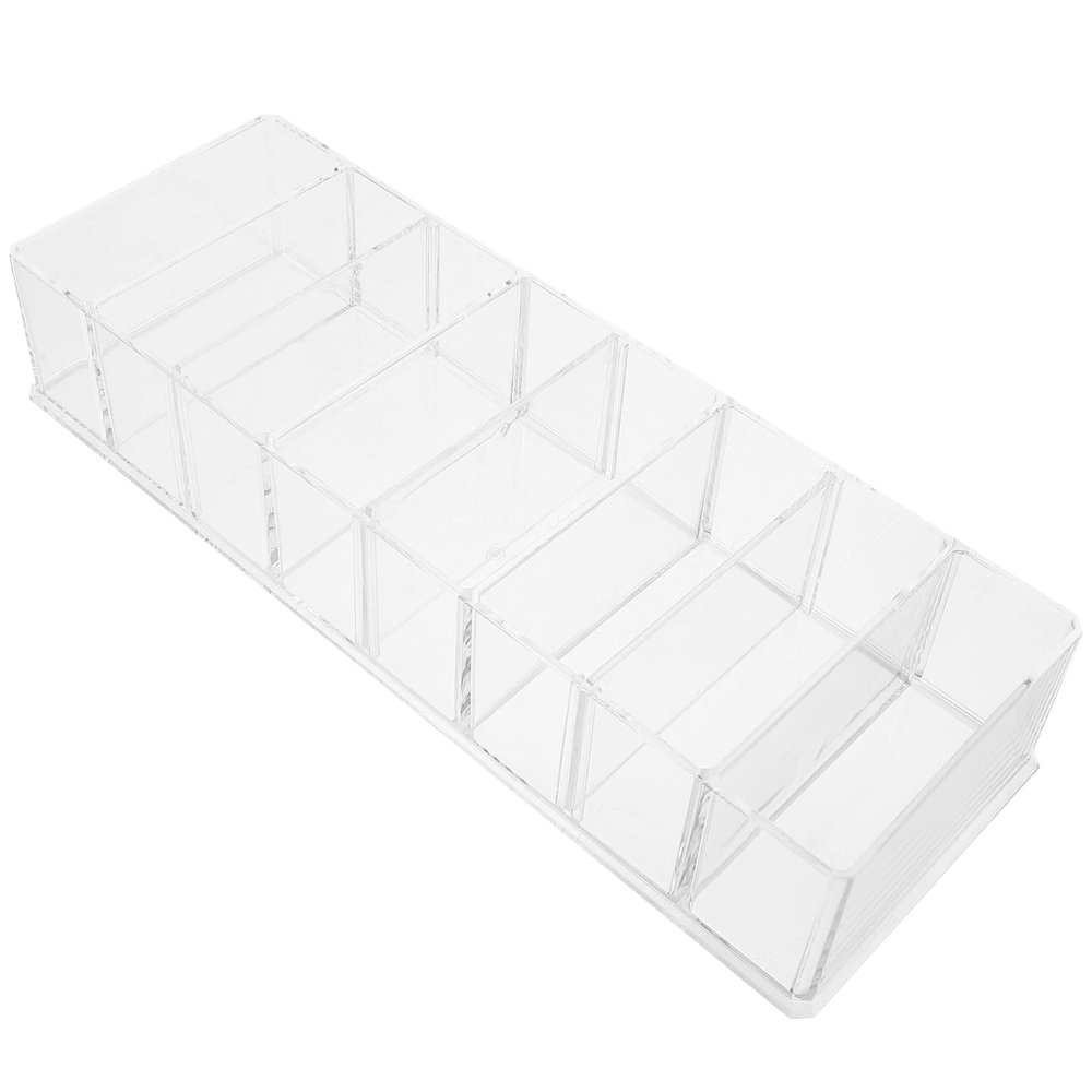 Beaupretty Transparent Makeup Holder Organizer Divided Blusher and Eyeshadow Storage for Vanity Compact Design for Lipstick Nail Polish Brushes Material Makeup