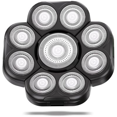 Magnetic Head Shaver Replacement Heads 7 Double Ring Waterproof Rotary Razor Blades for Bald Men Compatible with freebird wyklaus shpavver & Other Brands(black9)