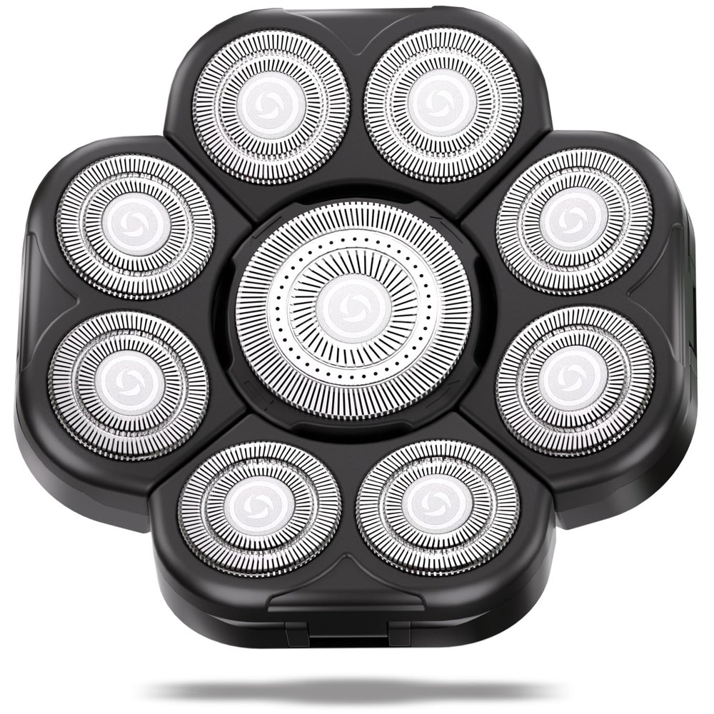 Magnetic Head Shaver Replacement Heads 7 Double Ring Waterproof Rotary Razor Blades for Bald Men Compatible with freebird wyklaus shpavver & Other Brands(black9)