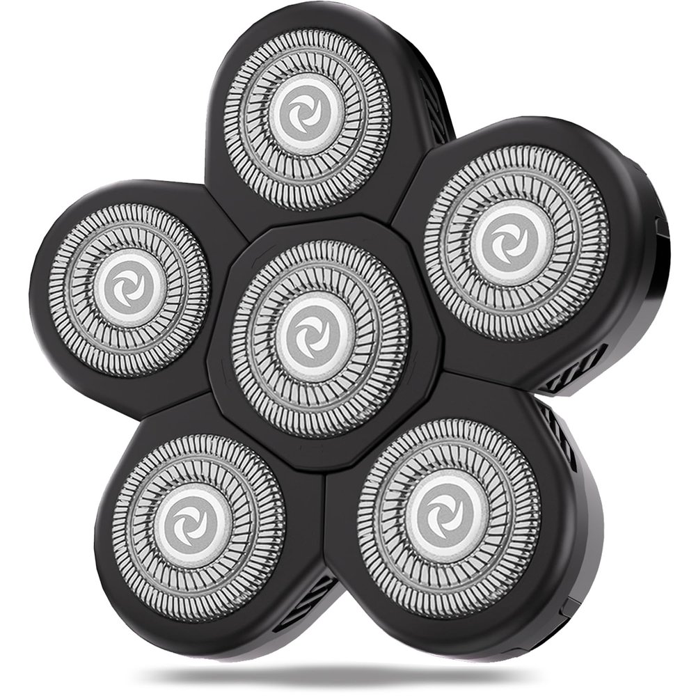 Magnetic Head Shaver Replacement Heads 7 Double Ring Waterproof Rotary Razor Blades for Bald Men Compatible with freebird wyklaus shpavver & Other Brands(black6)