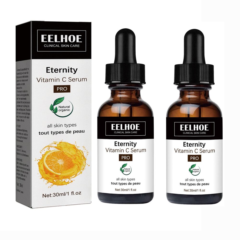EELHOE Vitamin C Serum Essence, 2 Pack Vitamin C Serum for Face with Hyaluronic Acid Serum for Glowing Skin Face Serums for Anti Aging, Anti Wrinkle, Firming Skin