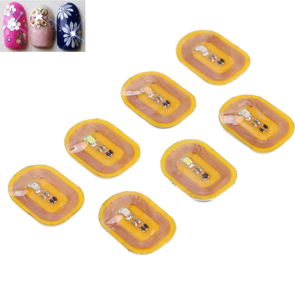Pissente NFC Nail Stickers, 7pcs Glowing Mobile Phone Self Adhesive Fashionable Bus Card Art Tips, ABS Material, Minimalist Style, Nail Art Stickers and Decals