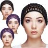 Geyoga 4 Pieces Mesh Crochet Hair Net Rayon Knit Snood Hat Thick Short Women Hairnet Snoods Cover Ornament for Sleeping (Black, Purple) view 1