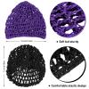 Geyoga 4 Pieces Mesh Crochet Hair Net Rayon Knit Snood Hat Thick Short Women Hairnet Snoods Cover Ornament for Sleeping (Black, Purple) view 2