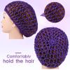 Geyoga 4 Pieces Mesh Crochet Hair Net Rayon Knit Snood Hat Thick Short Women Hairnet Snoods Cover Ornament for Sleeping (Black, Purple) view 3