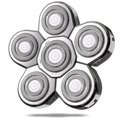 Magnetic Head Shaver Replacement Heads 7 Double Ring Waterproof Rotary Razor Blades for Bald Men Compatible with freebird wyklaus shpavver & Other Brands(silver6)