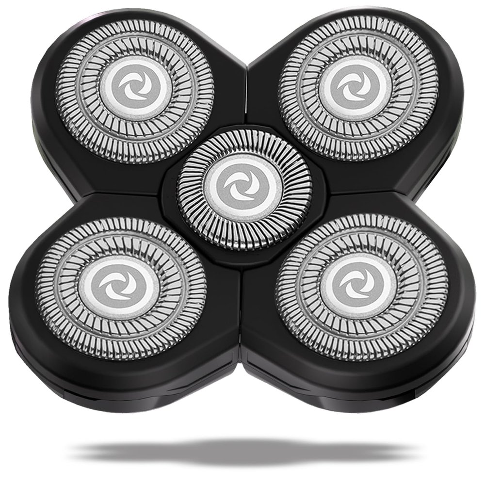 Magnetic Head Shaver Replacement Heads 7 Double Ring Waterproof Rotary Razor Blades for Bald Men Compatible with freebird wyklaus shpavver & Other Brands(black5)