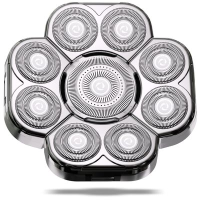 Magnetic Head Shaver Replacement Heads 7 Double Ring Waterproof Rotary Razor Blades for Bald Men Compatible with freebird wyklaus shpavver & Other Brands(silver9)