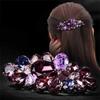 Aimimier Flower Crystal Hair Clip Rhinestone Barrettes Alligator Hair Clips Bun Hair Pins Bridal Hairpiece Wedding Hair Accessories for Women Girls (Purple) view 2