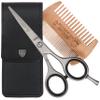 3 Swords Germany  professional BEARD MUSTACHE HAIR SCISSORS with BEARD COMB, stainless steel, straight blade, sharp, with black case view 1