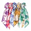 Furling Pompoms 5pcs Floral Printed Hair Scarf Scrunchies for Women Bow Hair Band Elastic Rubber Band with Long Tail Ponytail Holder Hair Accessories view 1