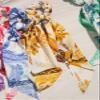 Furling Pompoms 5pcs Floral Printed Hair Scarf Scrunchies for Women Bow Hair Band Elastic Rubber Band with Long Tail Ponytail Holder Hair Accessories view 4