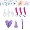 Munyee Hua Intimate Pube Hair Trimmer Set for Women with 3 Shapes, 3 Handy Razors, a Silk Storage Bag - Easy Operate Bikini Grooming Tool,Pubic Care Removal Scissors Accessories (Three Shaped Set) view 1