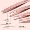Tomata Tweezers for Eyebrows, Slant Tip and Pointed Eyebrow Tweezer Set Great Precision for Eyebrows Facial Hair, Ingrown Hair, Splinter, Blackhead and Tick Remover (4-piece) (Gold) view 2