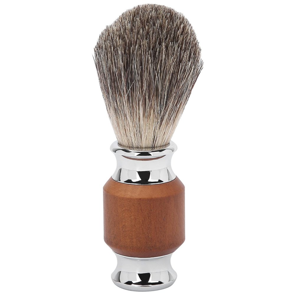 Pilipane Shaving Brush,Shaving Brush, Men Beard Shaving Brush Rubber Wooden Handle Facial Cleansing Foaming Trimmer Brush for Hair Salon