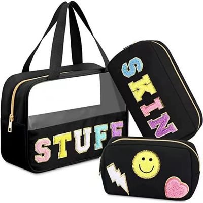 Toiletry Bag for Women Men, Translucent Waterproof Makeup Cosmetic Bag Travel Organizer for Accessories, Toiletries (Black)
