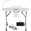 S AFSTAR Portable Nail Table, 35" Foldable Manicure Table with Electric Dust Collector, Bendable LED Lamp, Carry Bag & 4 Lockable Wheels, Professional Nail Desk Nails Salon Station (White) view 1